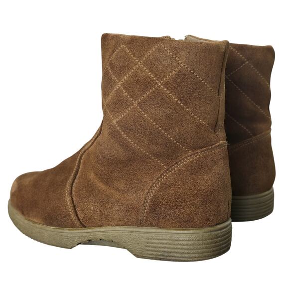 Women's Quilted Brown Suede Totes Zip Up Boots - Sz 8 - Picture 9 of 11